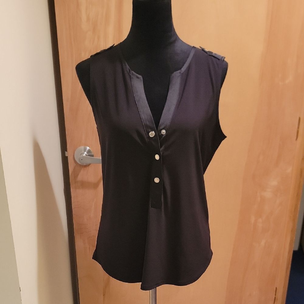 NWOT WHBM Elegant Black Sleeveless Top Sz Med